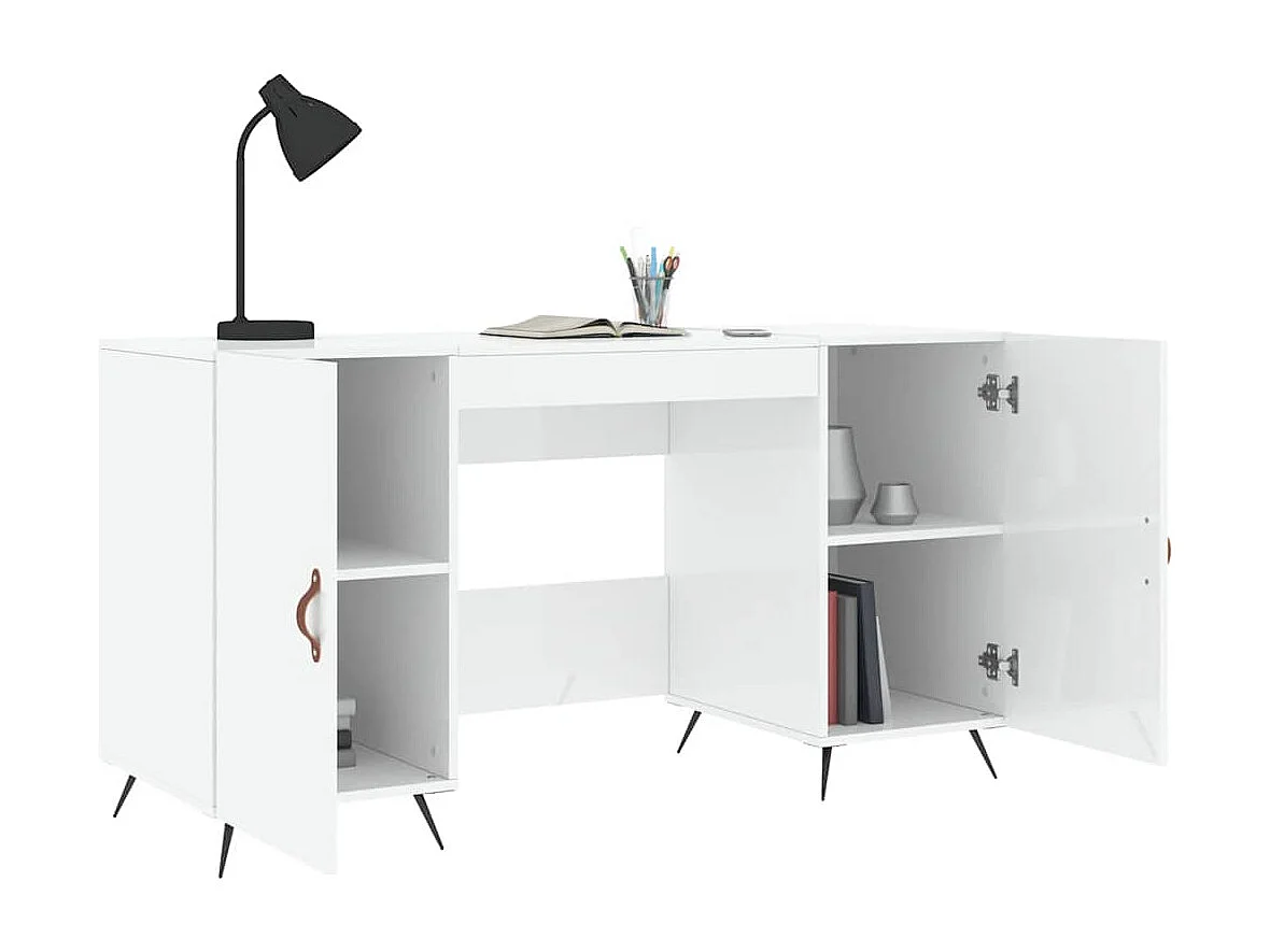 Bureau Blanc brillant 140x50x75 cm Bois d'ingénierie