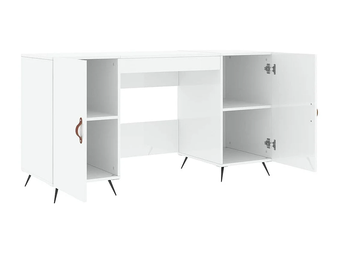 Bureau Blanc brillant 140x50x75 cm Bois d'ingénierie