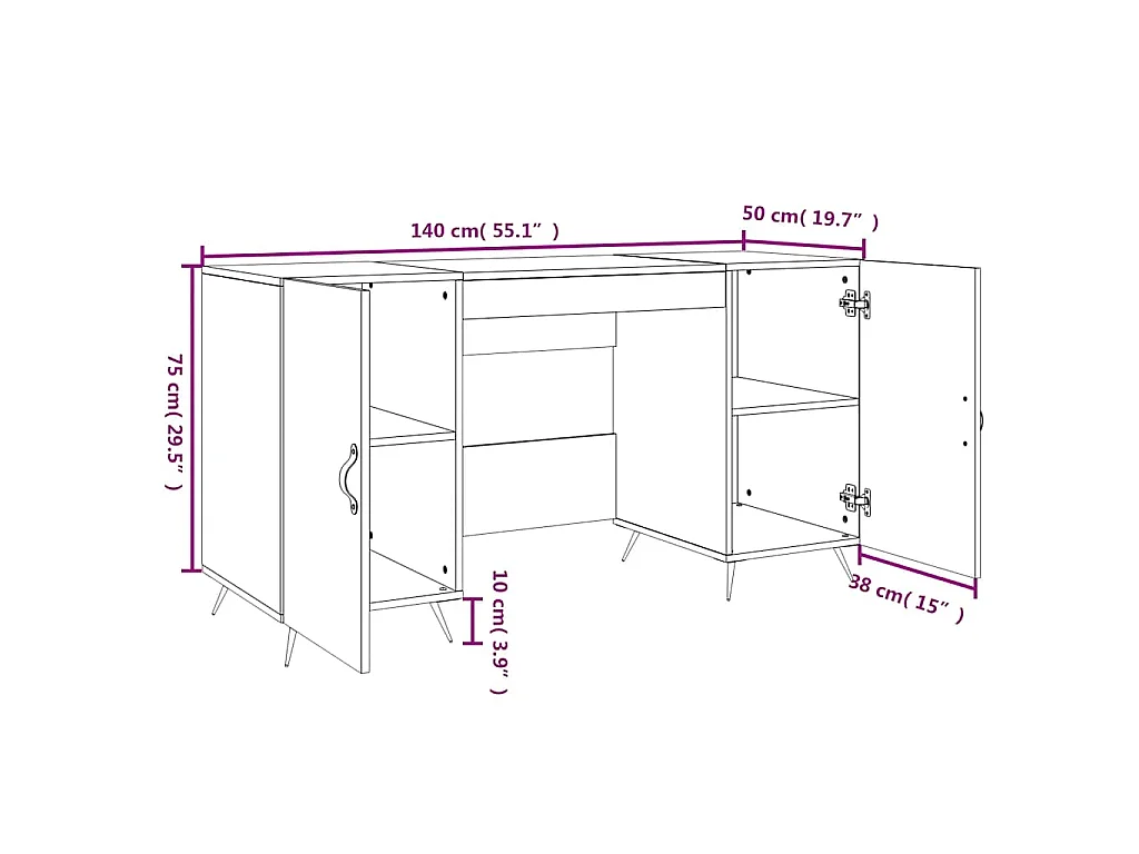 Scrivania Bianco Lucido 140x50x75 cm in Legno Multistrato