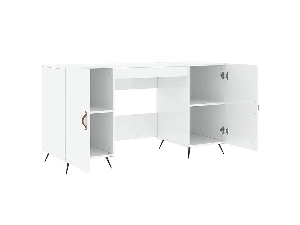 Scrivania Bianco Lucido 140x50x75 cm in Legno Multistrato
