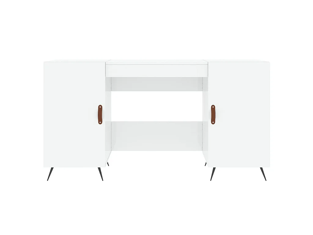 Scrivania Bianco Lucido 140x50x75 cm in Legno Multistrato