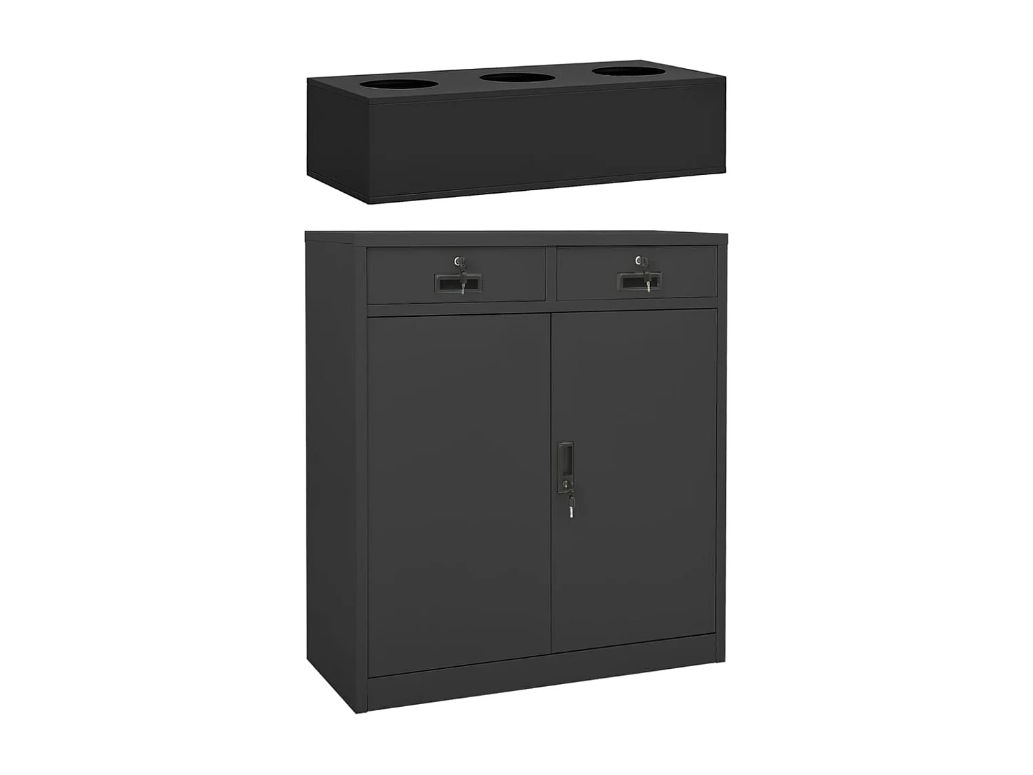 Büroschrank mit Pflanzkasten Anthrazit 90x40x125 cm Stahl