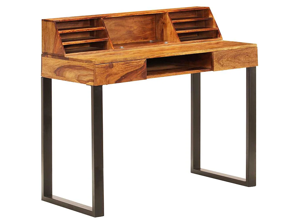 Bureau 110x50x94 cm Bois solide de Sesham et acier