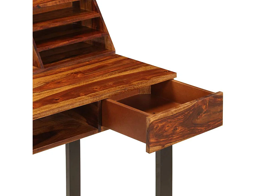 Bureau 110x50x94 cm Bois solide de Sesham et acier