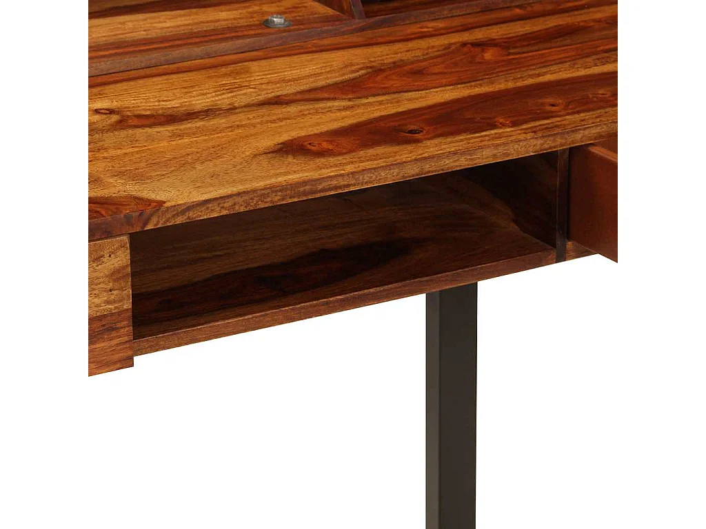 Bureau 110x50x94 cm Bois solide de Sesham et acier