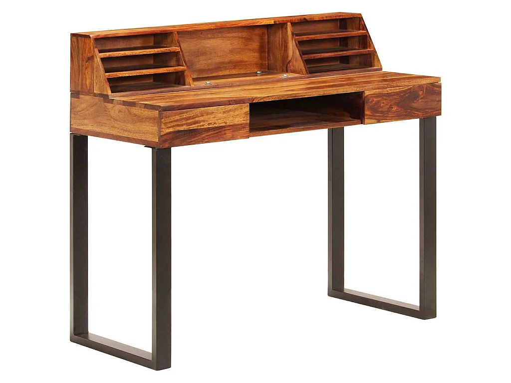 Bureau 110x50x94 cm Bois solide de Sesham et acier