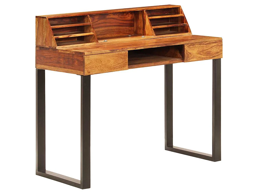Bureau 110x50x94 cm Bois solide de Sesham et acier