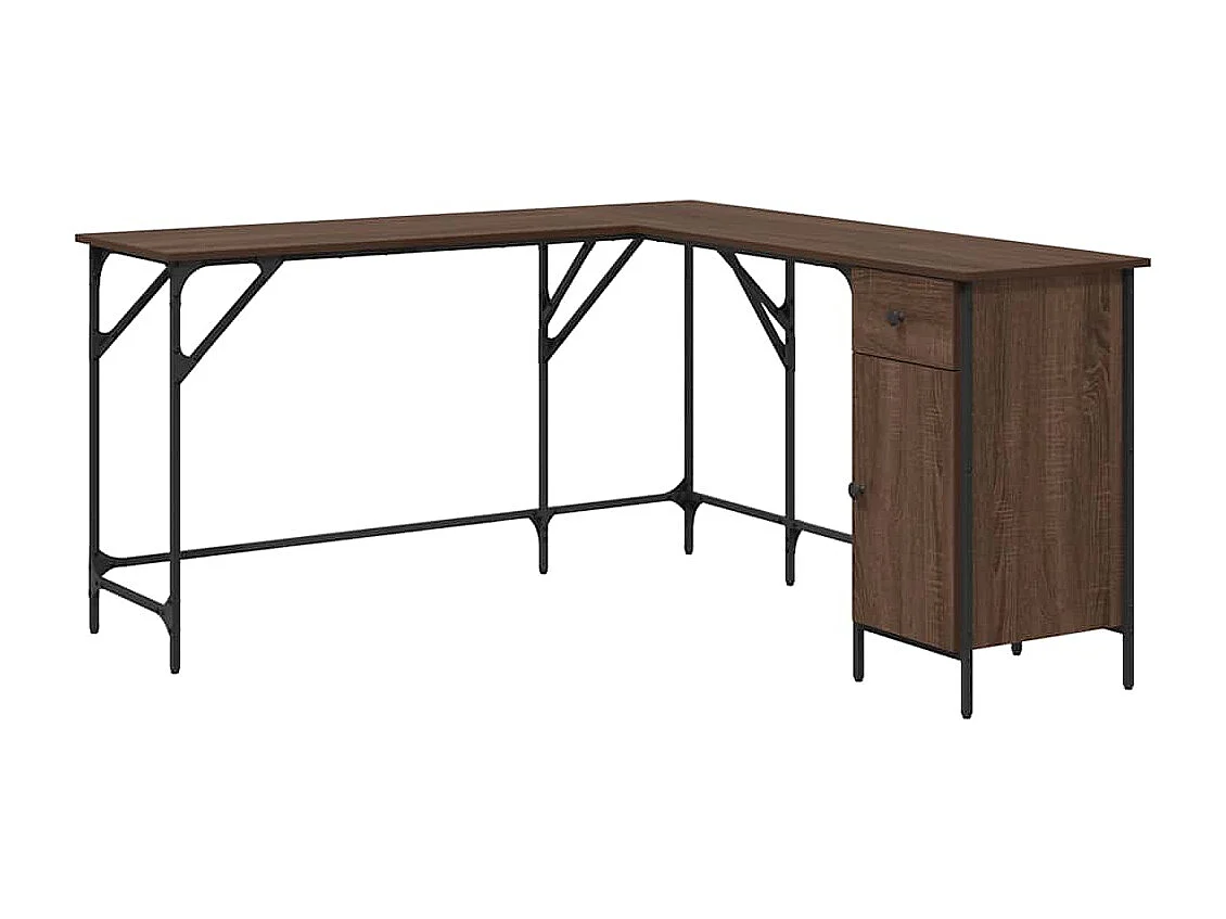 Bureau chêne marron 141x141x75 cm bois d'ingénierie