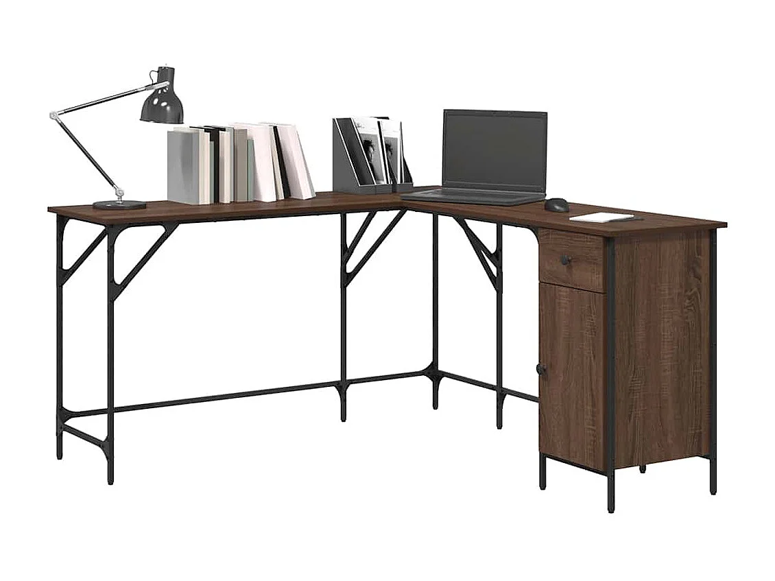 Bureau chêne marron 141x141x75 cm bois d'ingénierie