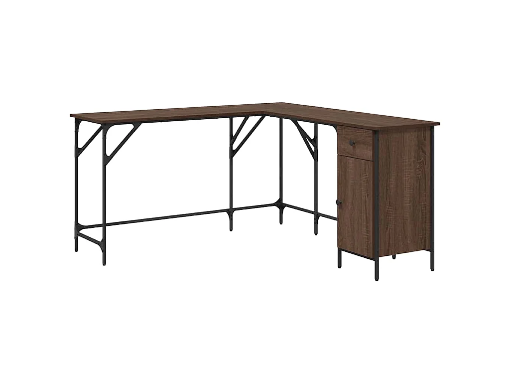 Bureau chêne marron 141x141x75 cm bois d'ingénierie