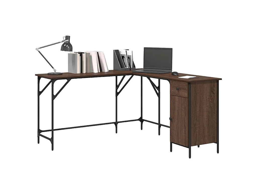 Bureau chêne marron 141x141x75 cm bois d'ingénierie