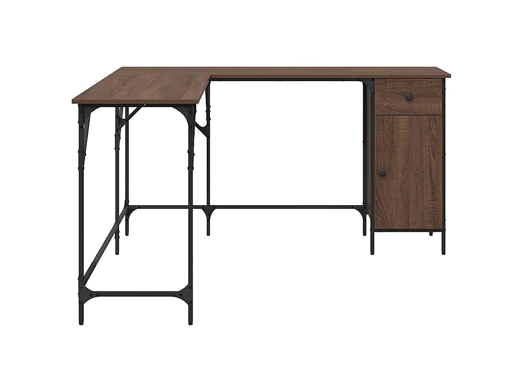 Bureau chêne marron 141x141x75 cm bois d'ingénierie