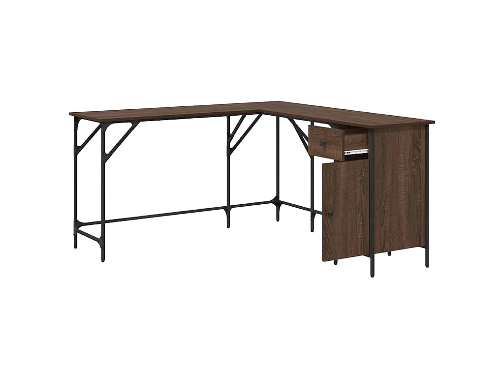 Bureau chêne marron 141x141x75 cm bois d'ingénierie
