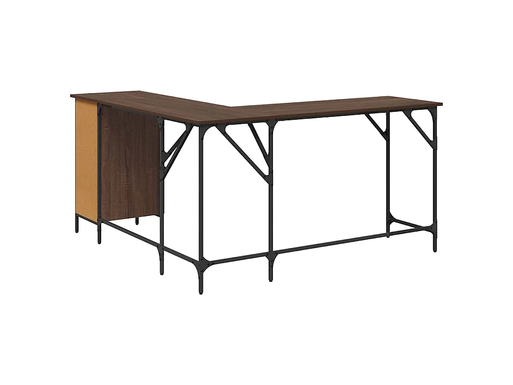 Bureau chêne marron 141x141x75 cm bois d'ingénierie