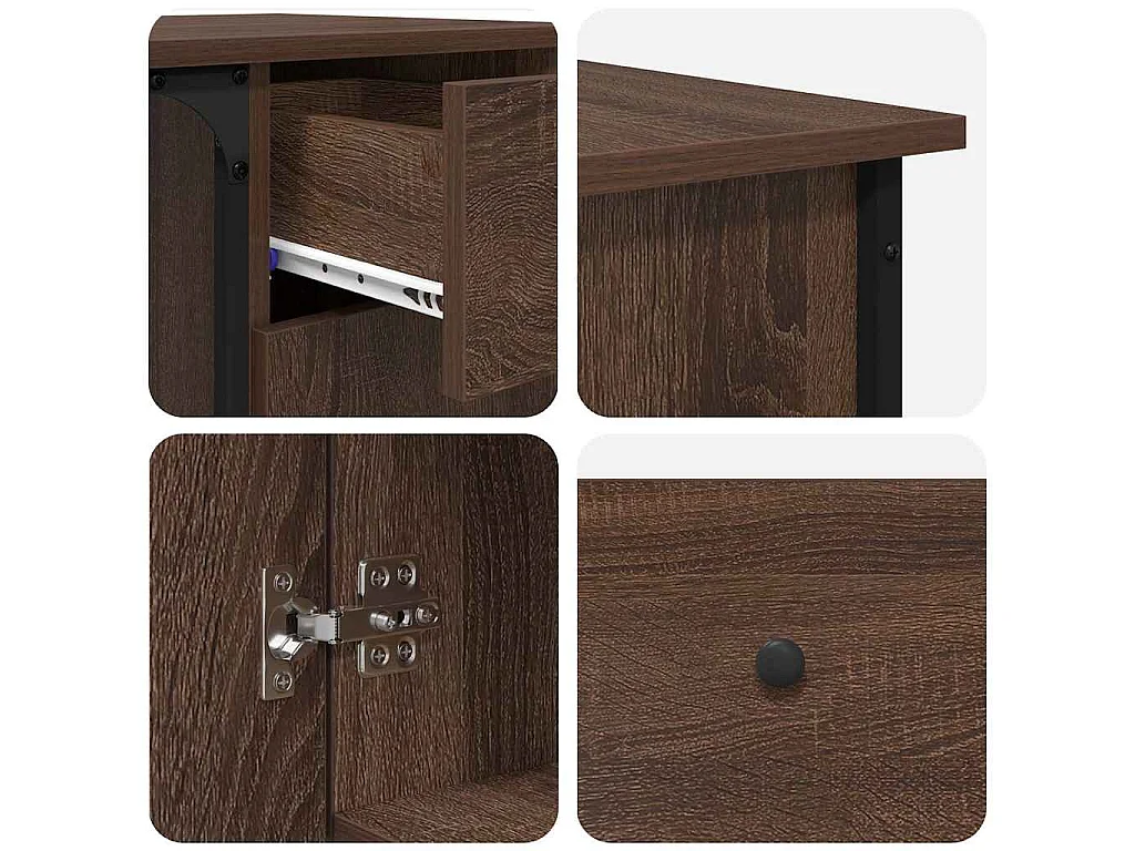 Bureau 141x141x75 cm bewerkt hout bruin eikenkleur