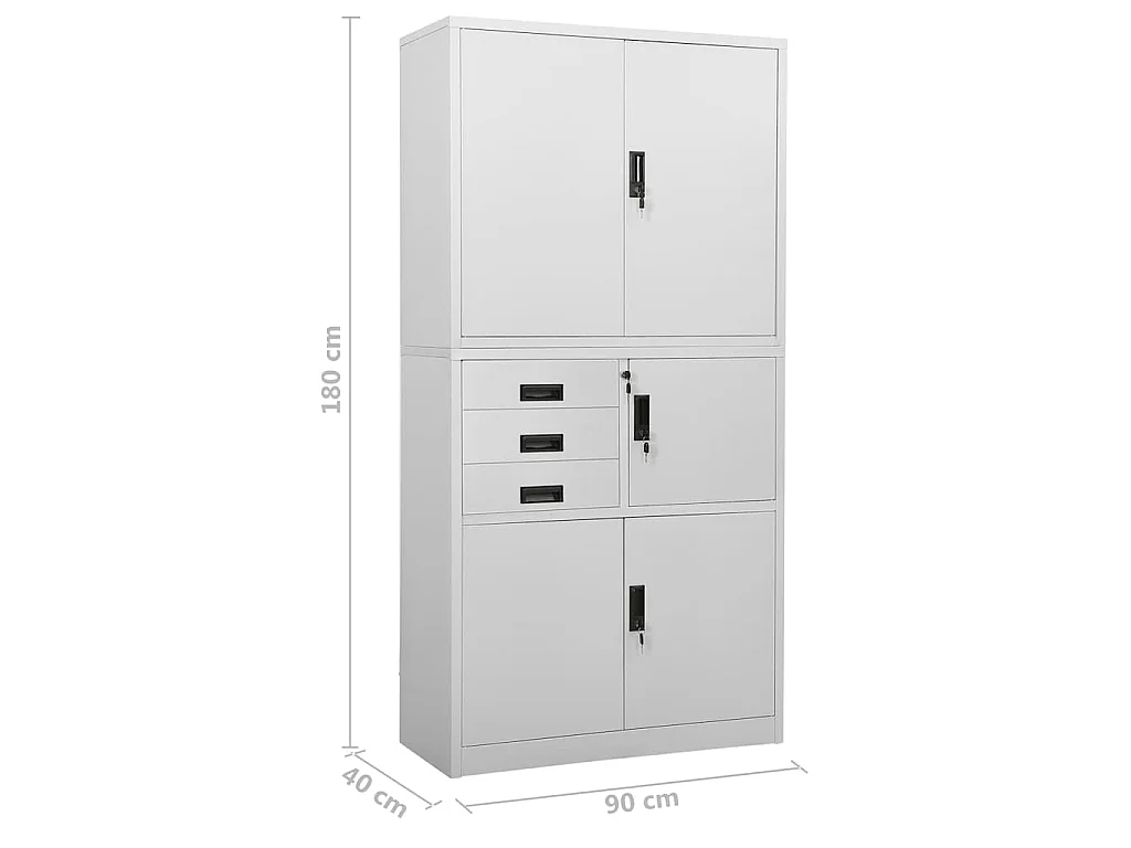 Büroschrank Hellgrau 90x40x180 cm Stahl