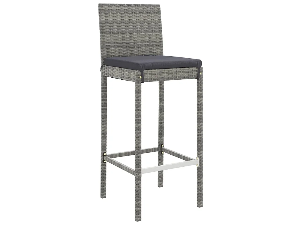 Ensemble de bar de jardin 7 pcs avec coussins gris poly rotin