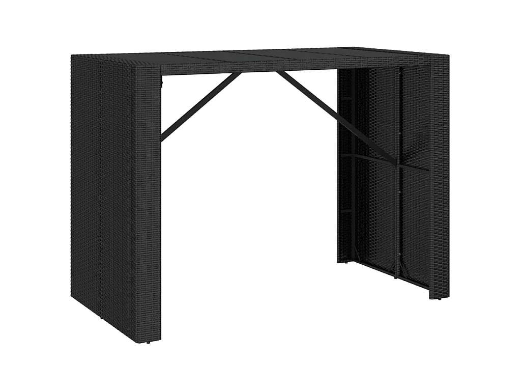 7 pcs conjunto de bar para jardim c/ almofadões vime PE preto