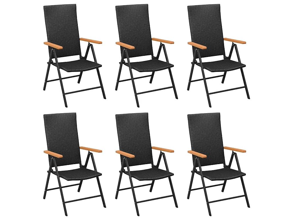 Set da Pranzo da Giardino 7 pz Nero e Marrone in Polyrattan