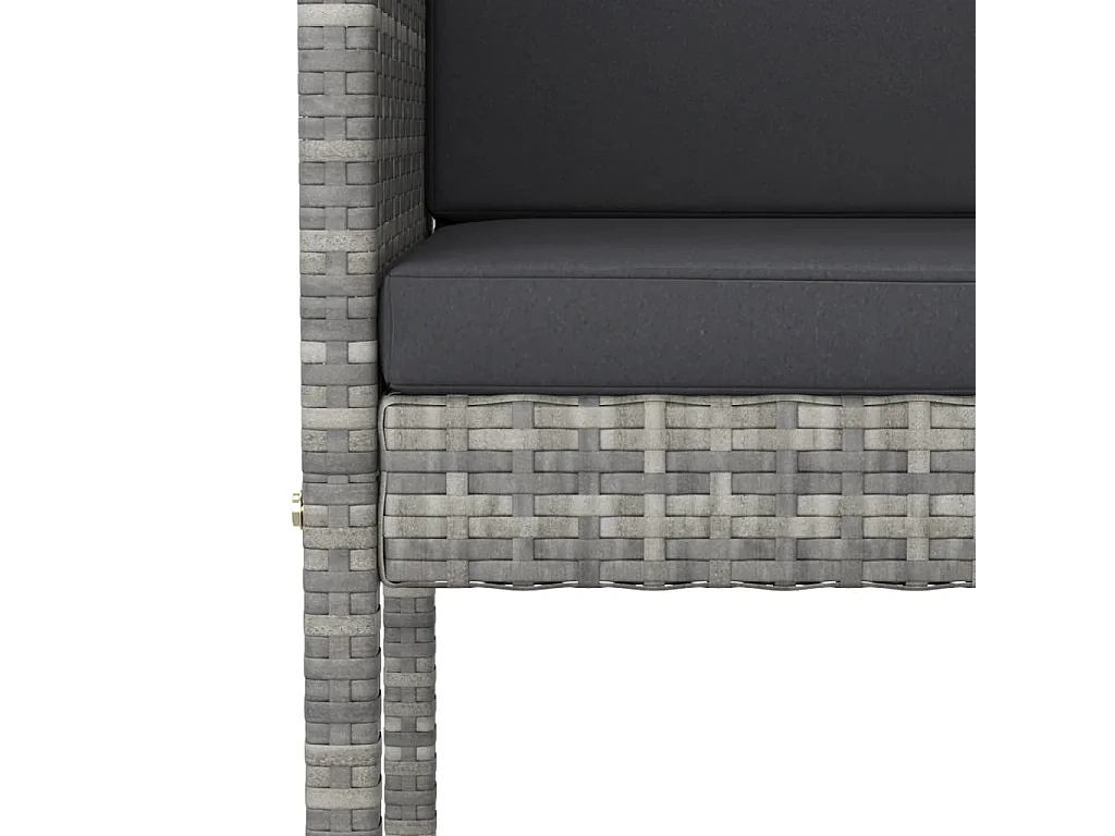 Ensemble de bar de jardin 7 pcs avec coussins gris poly rotin
