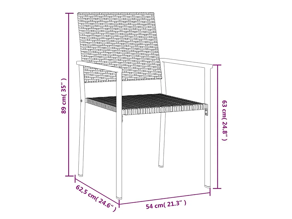 Set da Pranzo da Giardino 7 pz in Polyrattan e Acciaio