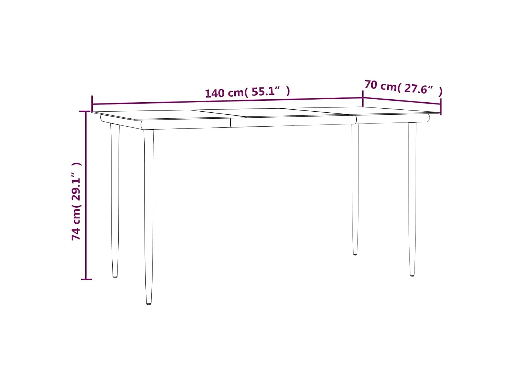 Set da Pranzo da Giardino 7 pz in Polyrattan e Acciaio