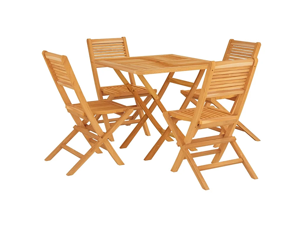 Set da Pranzo per Giardino 5 pz in Legno Massello di Teak