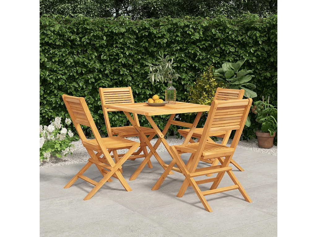 Set da Pranzo per Giardino 5 pz in Legno Massello di Teak