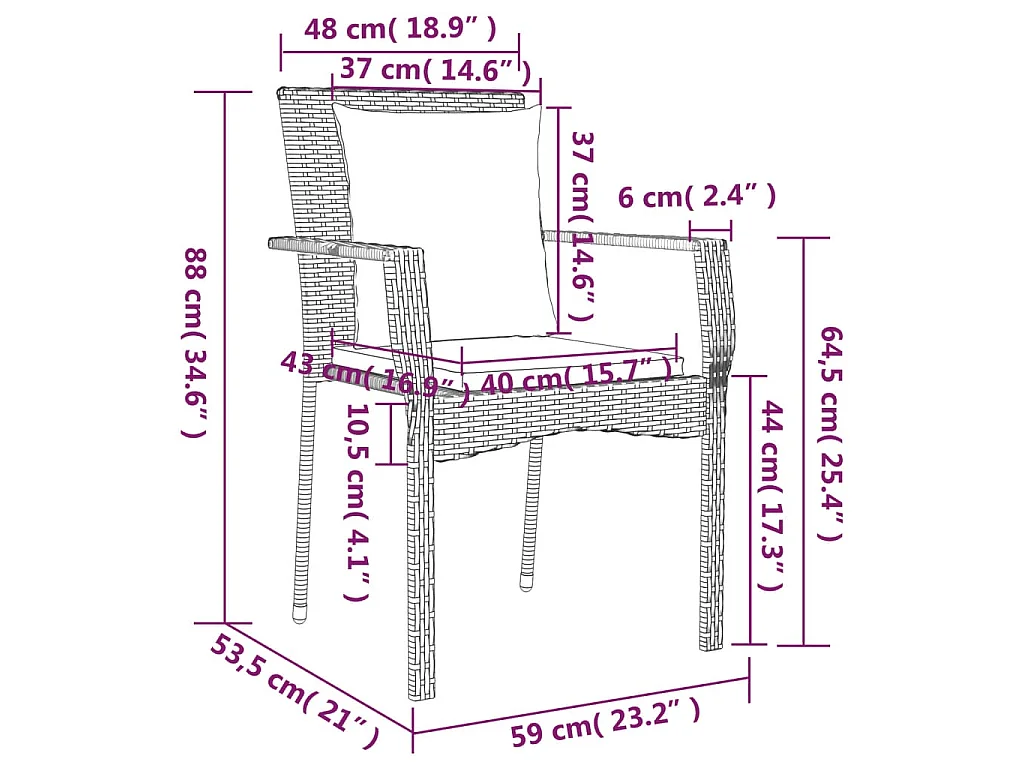 Set da Pranzo da Giardino 7 pz con Cuscini in Polyrattan Grigio