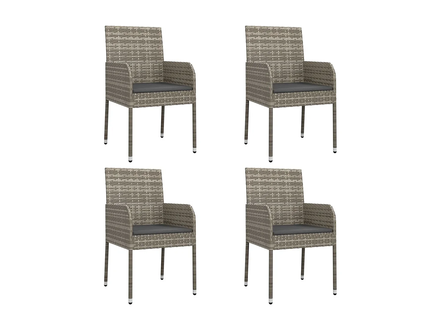Set da Pranzo da Giardino 5 pz con Cuscini in Polyrattan Grigio