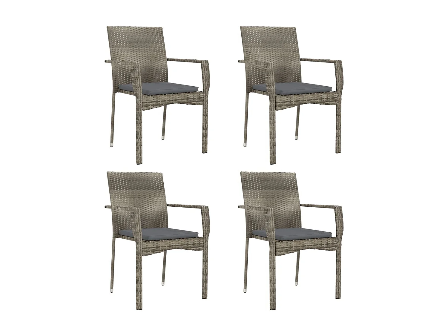 Set da Pranzo da Giardino 5 pz con Cuscini in Polyrattan Grigio