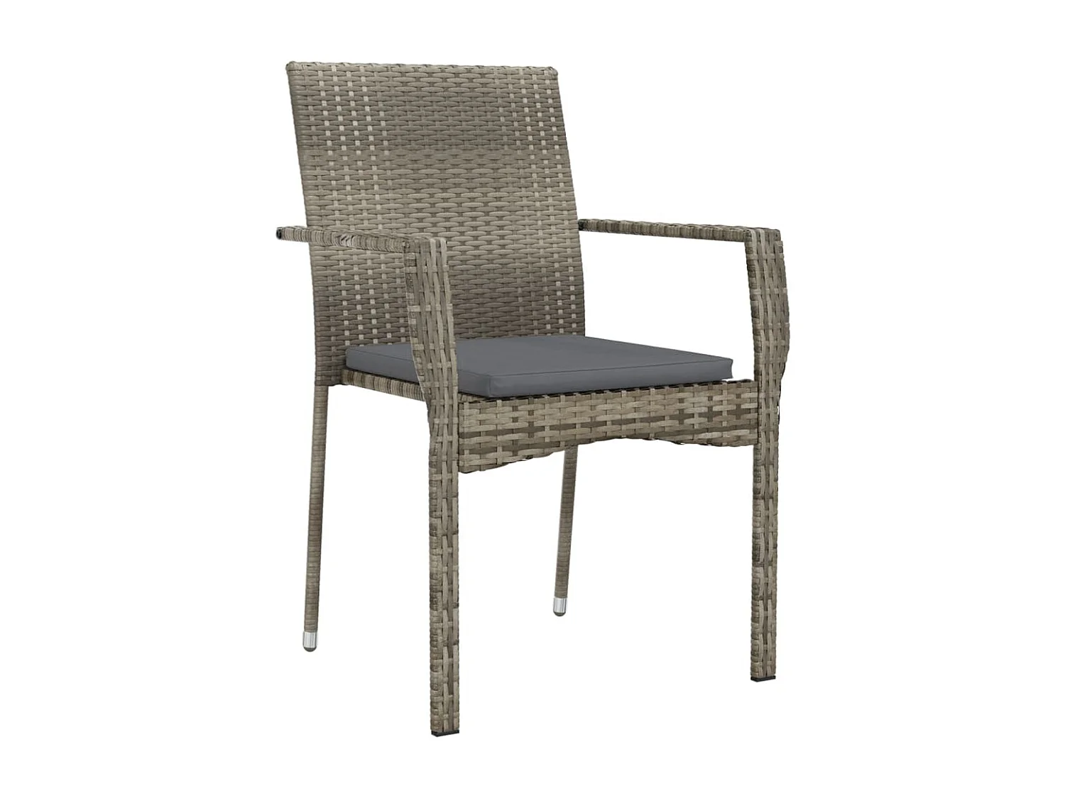 Set da Pranzo da Giardino 5 pz con Cuscini in Polyrattan Grigio