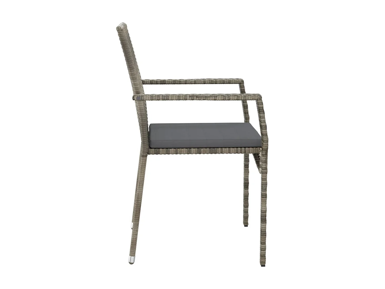 Set da Pranzo da Giardino 5 pz con Cuscini in Polyrattan Grigio