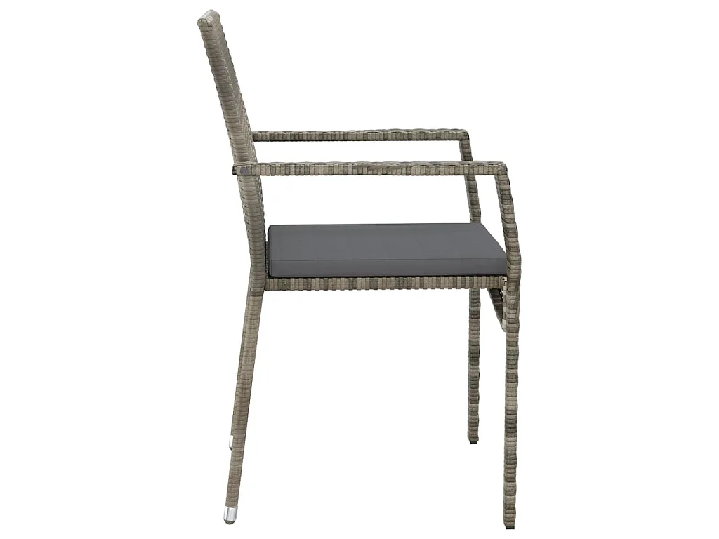5-tlg. Garten-Essgruppe mit Kissen Grau Poly Rattan