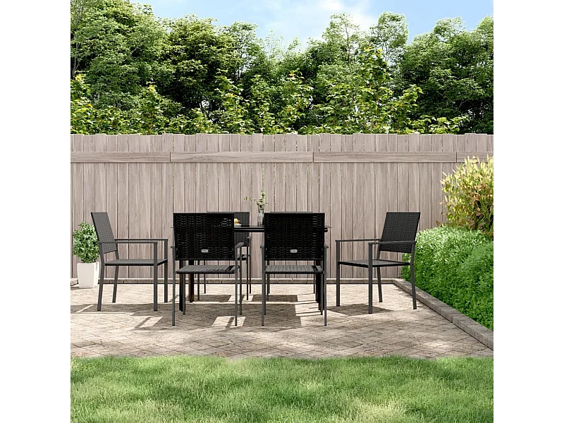 Ensemble à manger de jardin 7 pcs résine tressée acier