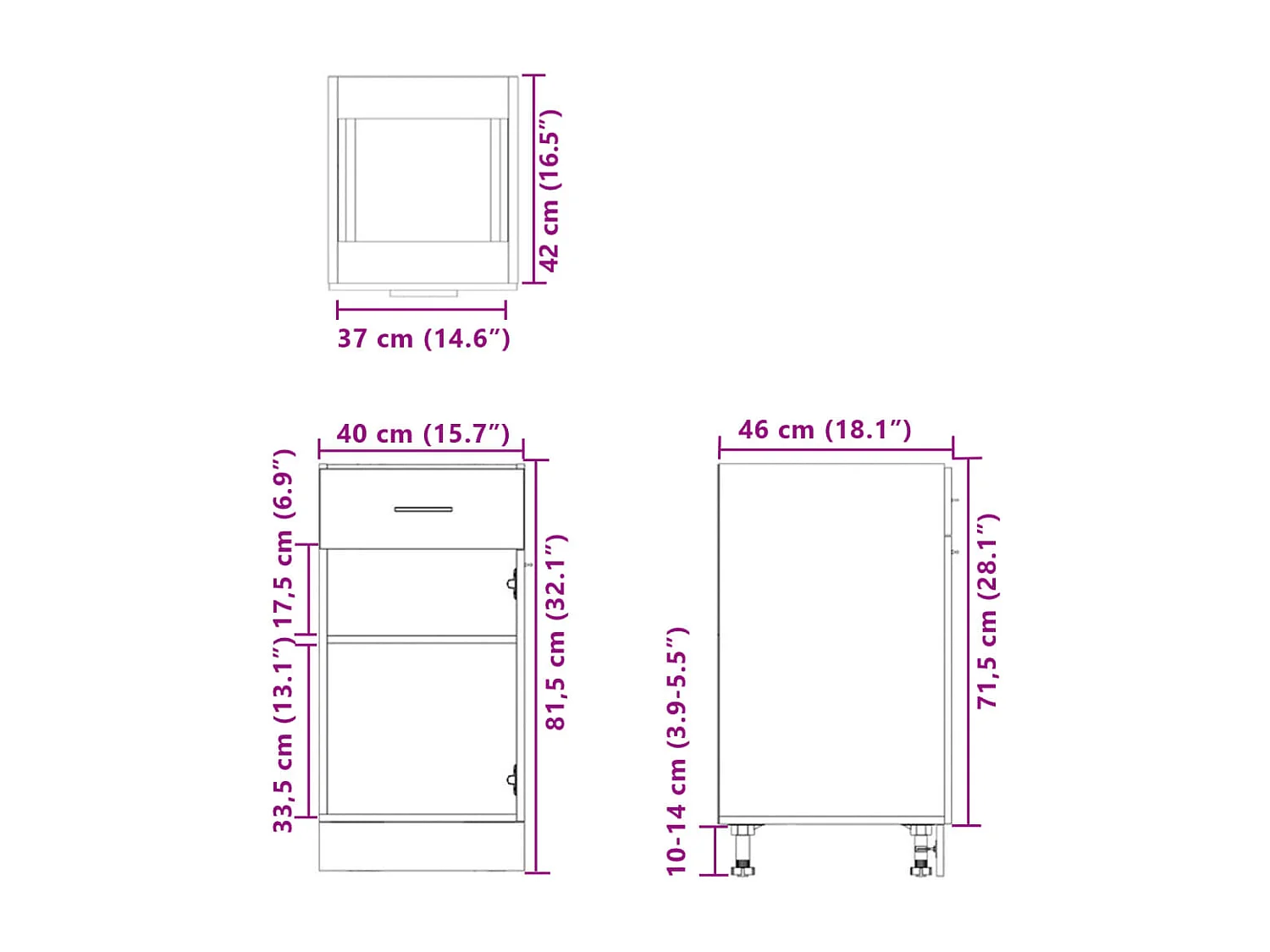 Schubunterschrank Lyon Sonoma-Eiche 40x46x81,5 cm Holzwerkstoff