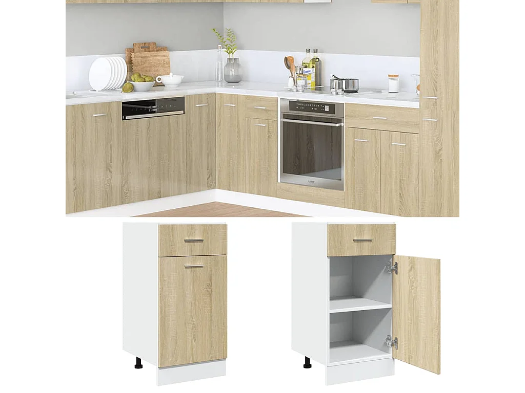 Onderkast met lade Lyon 40x46x81,5 cm bewerkt hout sonoma eikenkleurig