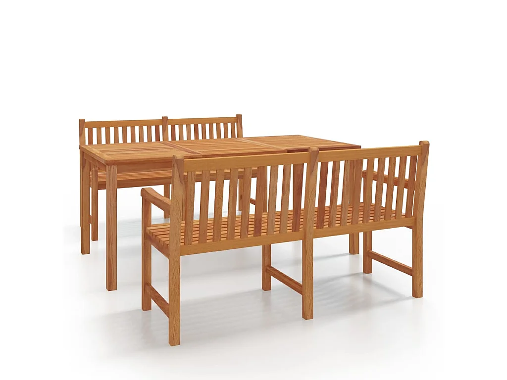 Ensemble à manger de jardin 3 pcs Bois de teck massif
