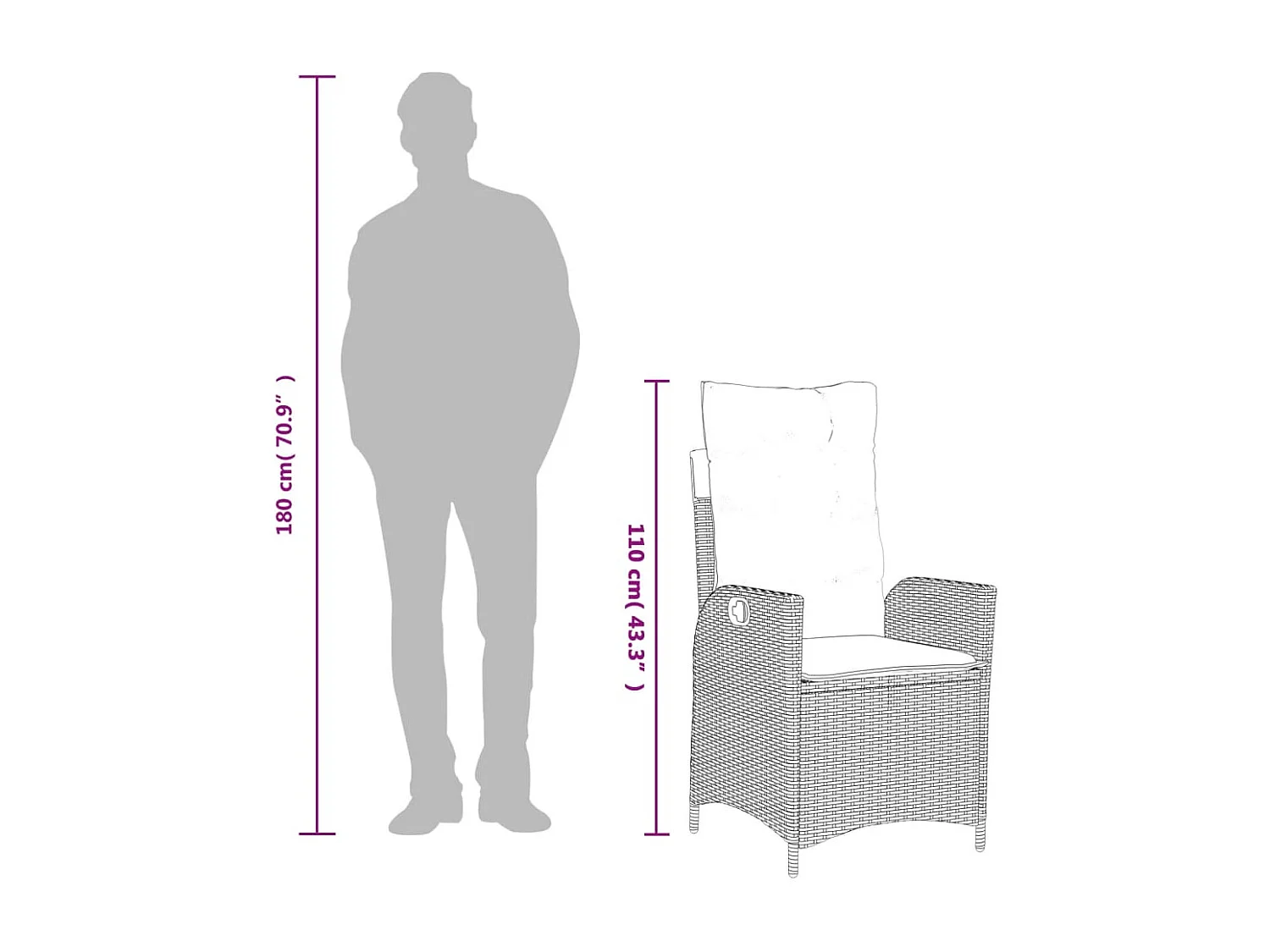 Set da Pranzo da Giardino 5 pz con Cuscini in Polyrattan Grigio
