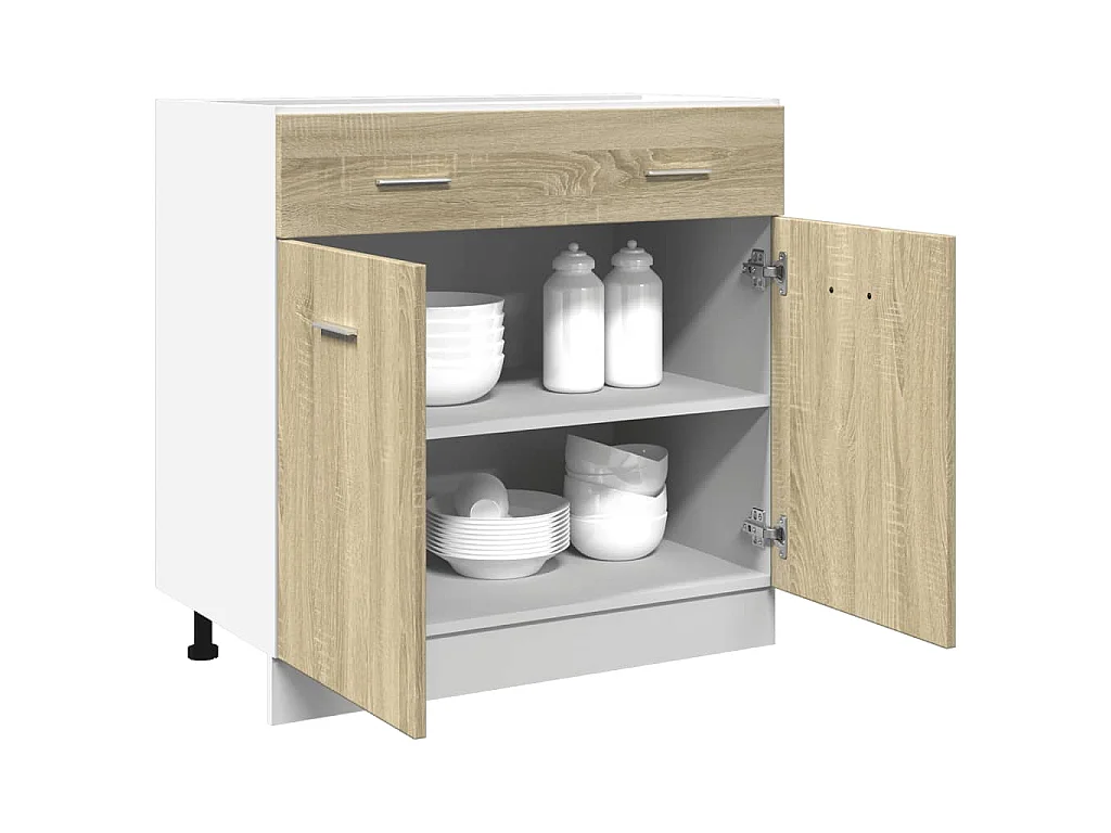Onderkast met lade Lyon 80x46x81,5 cm bewerkt hout sonoma eikenkleurig