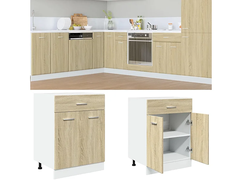 Schubunterschrank Lyon Sonoma-Eiche 60x46x81,5 cm Holzwerkstoff