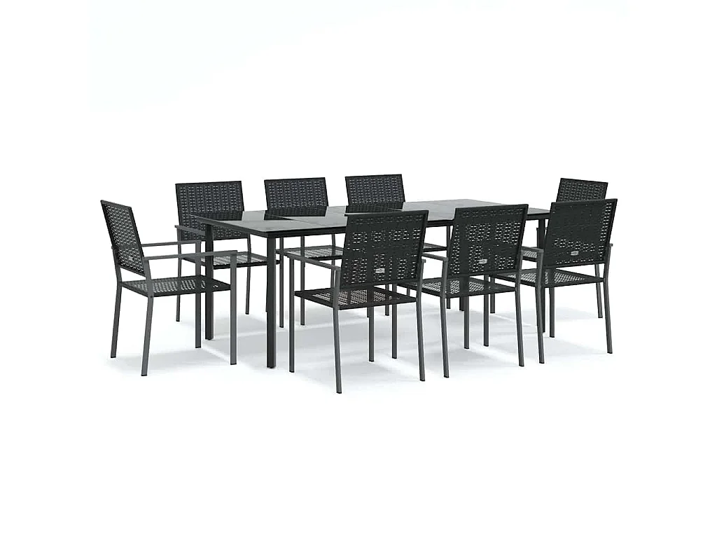 Set da Pranzo da Giardino 9 pz in Polyrattan e Acciaio