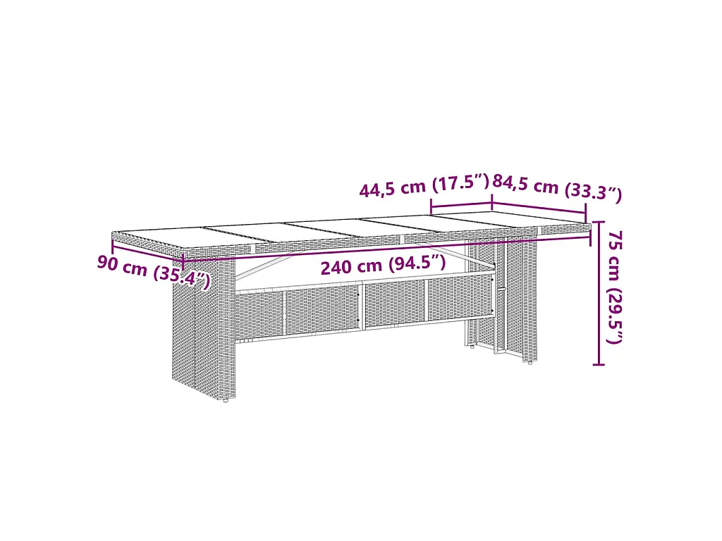 11-delige Tuinset met kussens poly rattan grijs