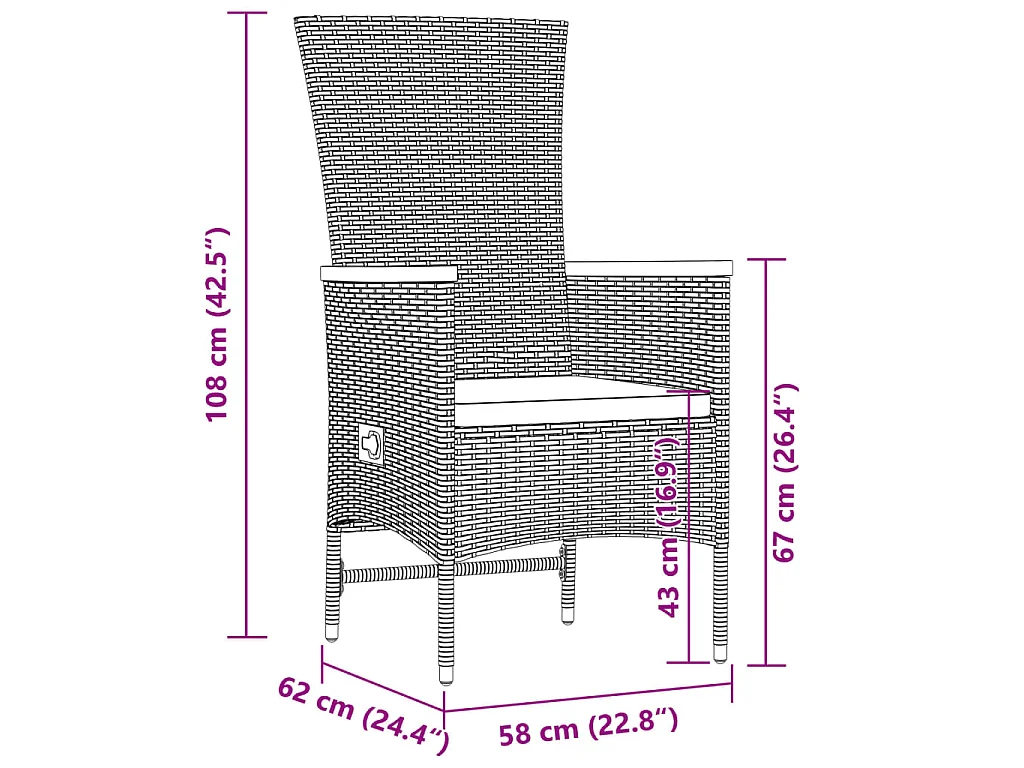 11-delige Tuinset met kussens poly rattan grijs