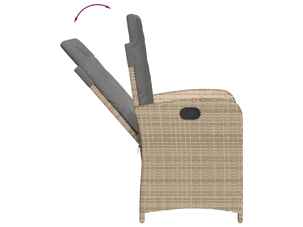 Set Pranzo da Giardino 7 pz con Cuscini Beige Misto Polyrattan