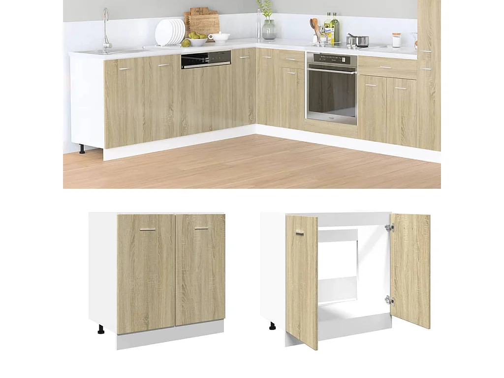 Onderkast Lyon 80x46x81,5 cm bewerkt hout sonoma eikenkleurig