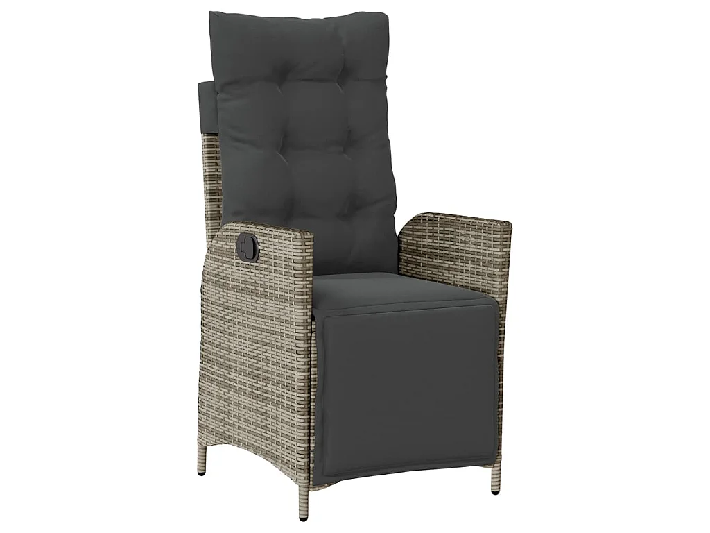 Set da Pranzo da Giardino 3 pz con Cuscini in Polyrattan Grigio
