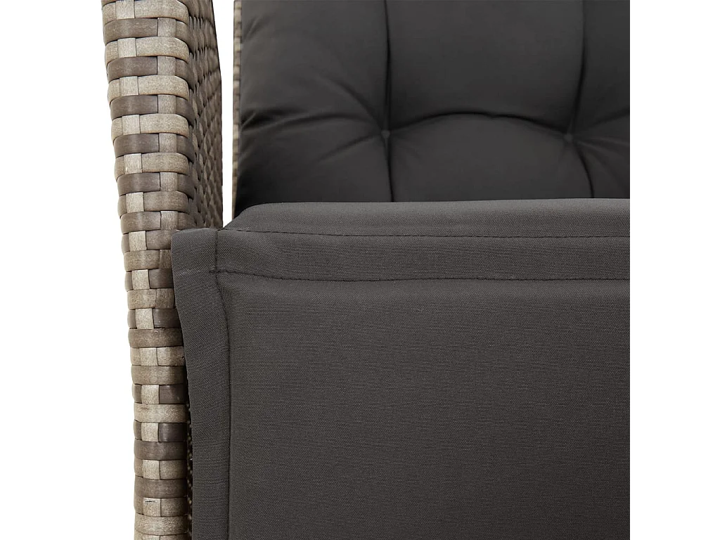 Set da Pranzo da Giardino 3 pz con Cuscini in Polyrattan Grigio