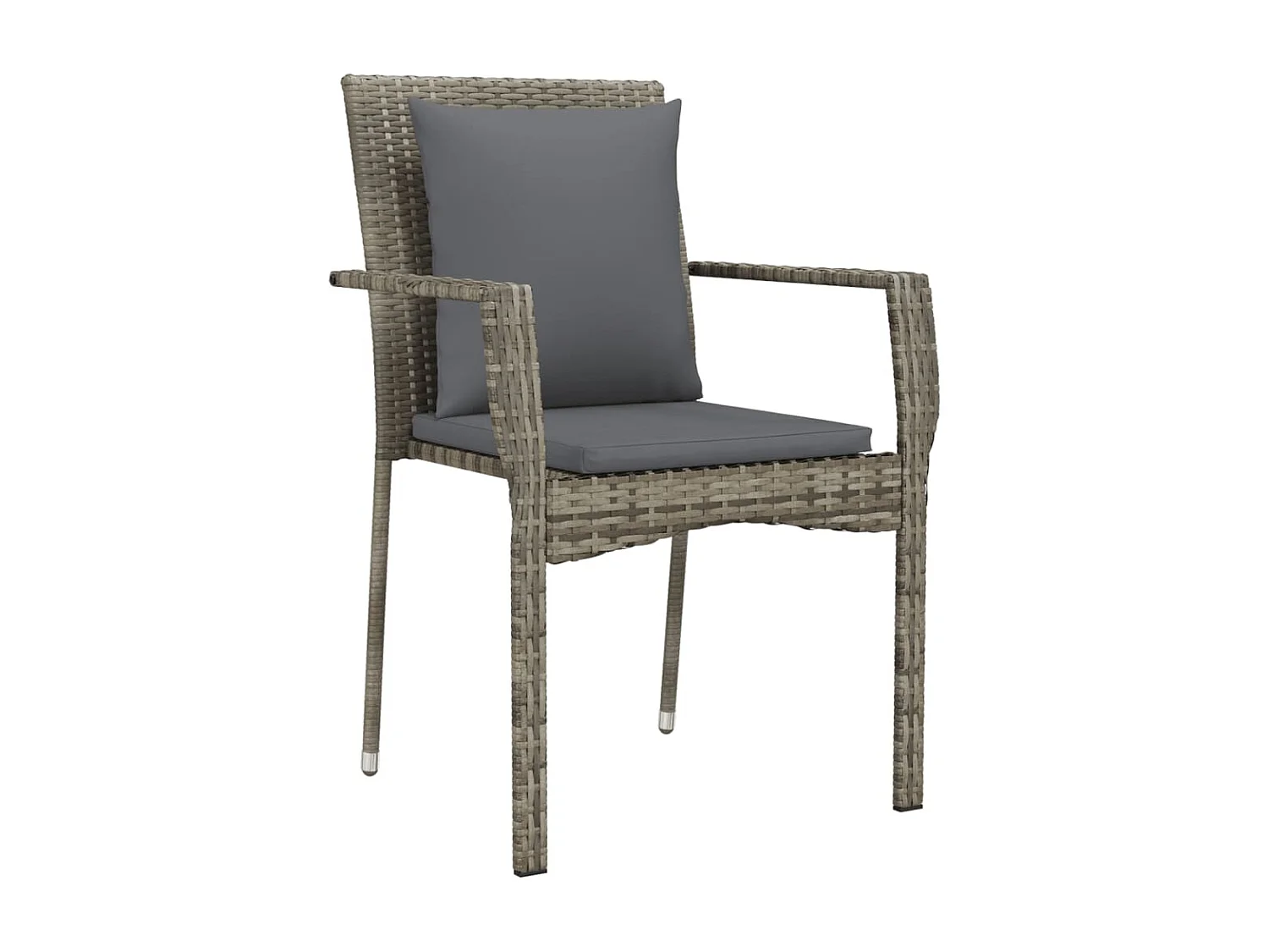 Set da Pranzo da Giardino 3 pz con Cuscini in Polyrattan Grigio