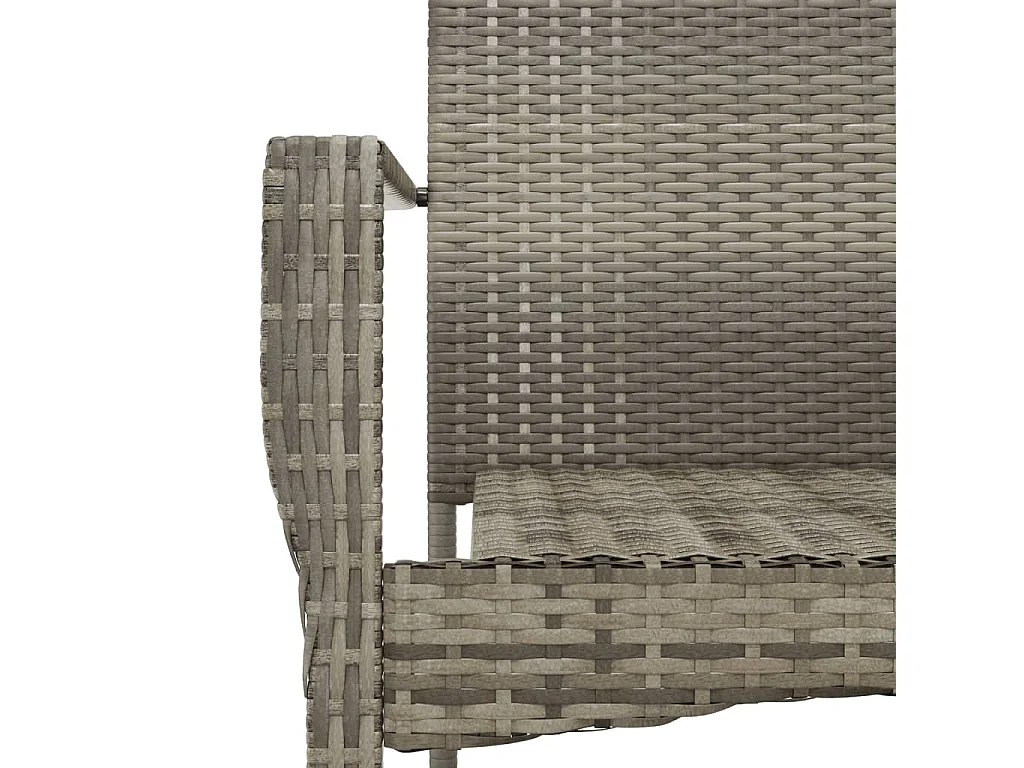 Set da Pranzo da Giardino 3 pz con Cuscini in Polyrattan Grigio